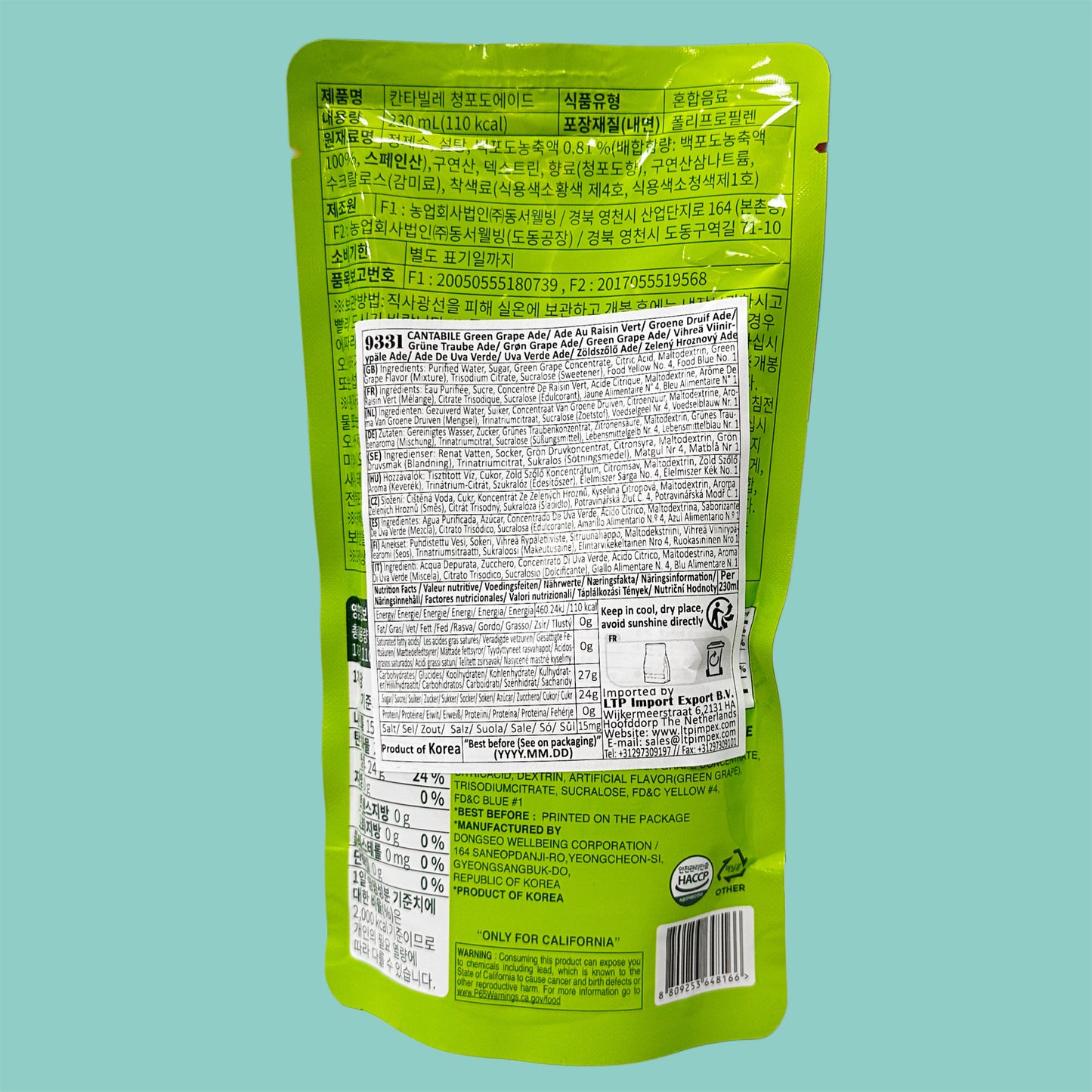 Cantabile grüne Trauben Ade 230ml hinten
