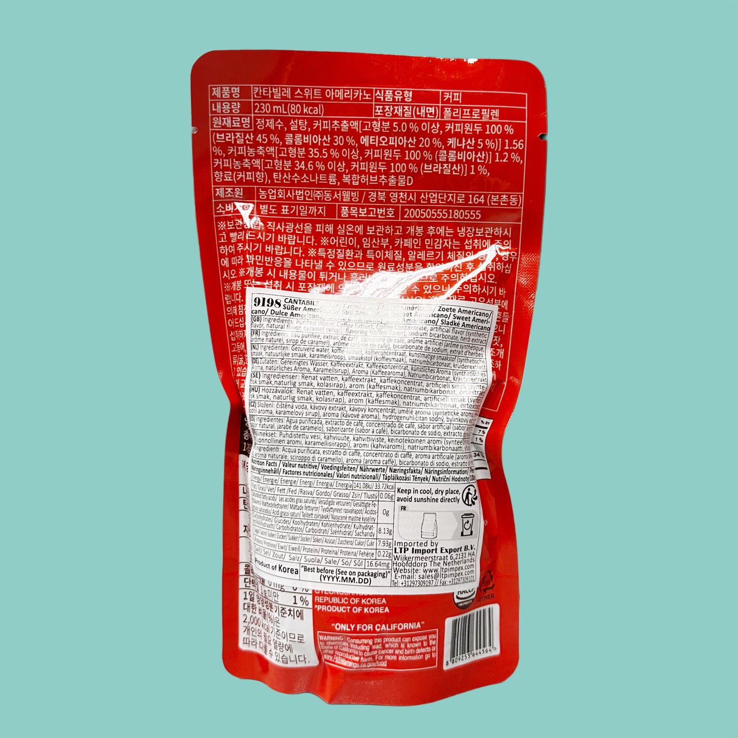 Cantabile süßer Americano Kaffee 230ml hinten