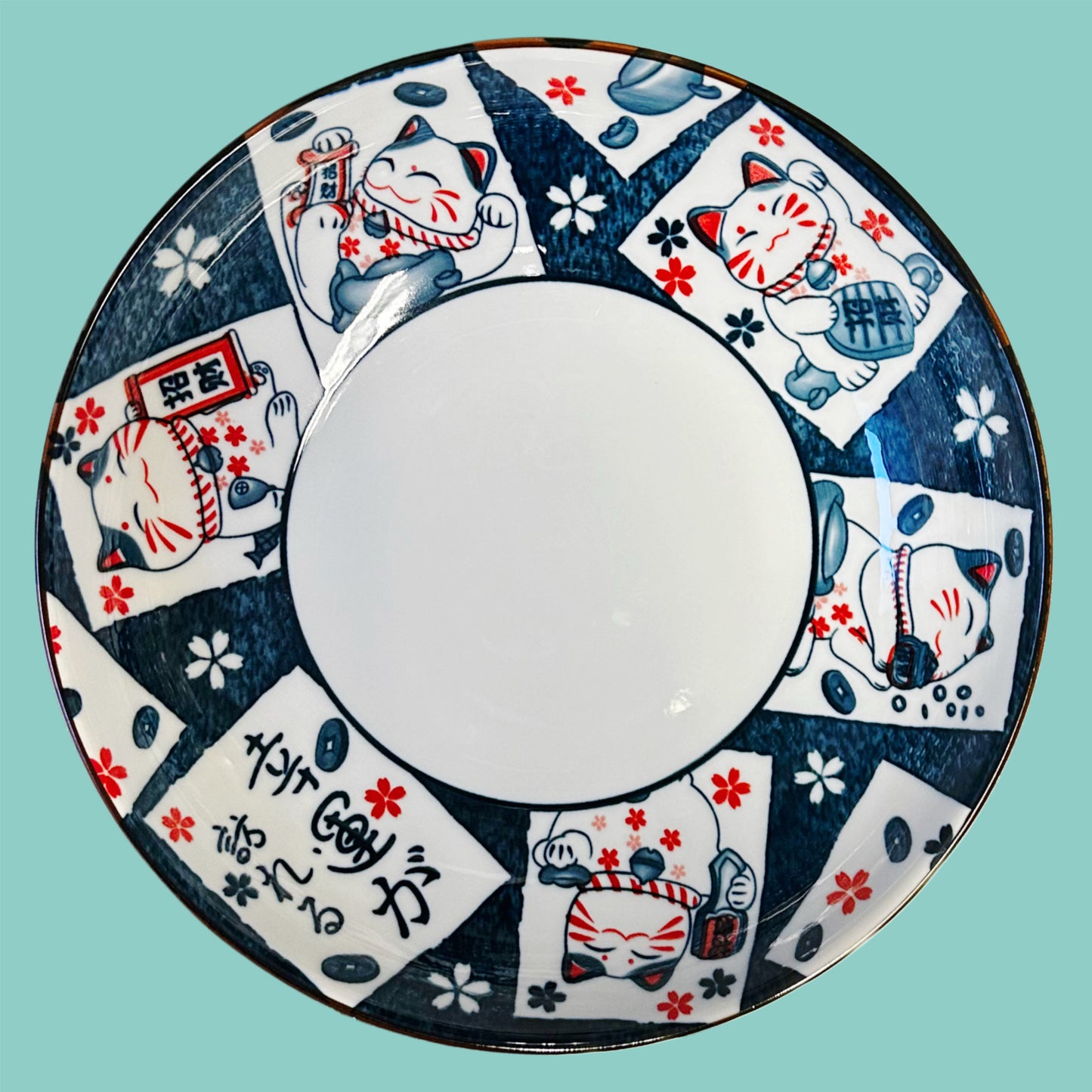 Glückskatzen Keramikschale blau 20,2cm