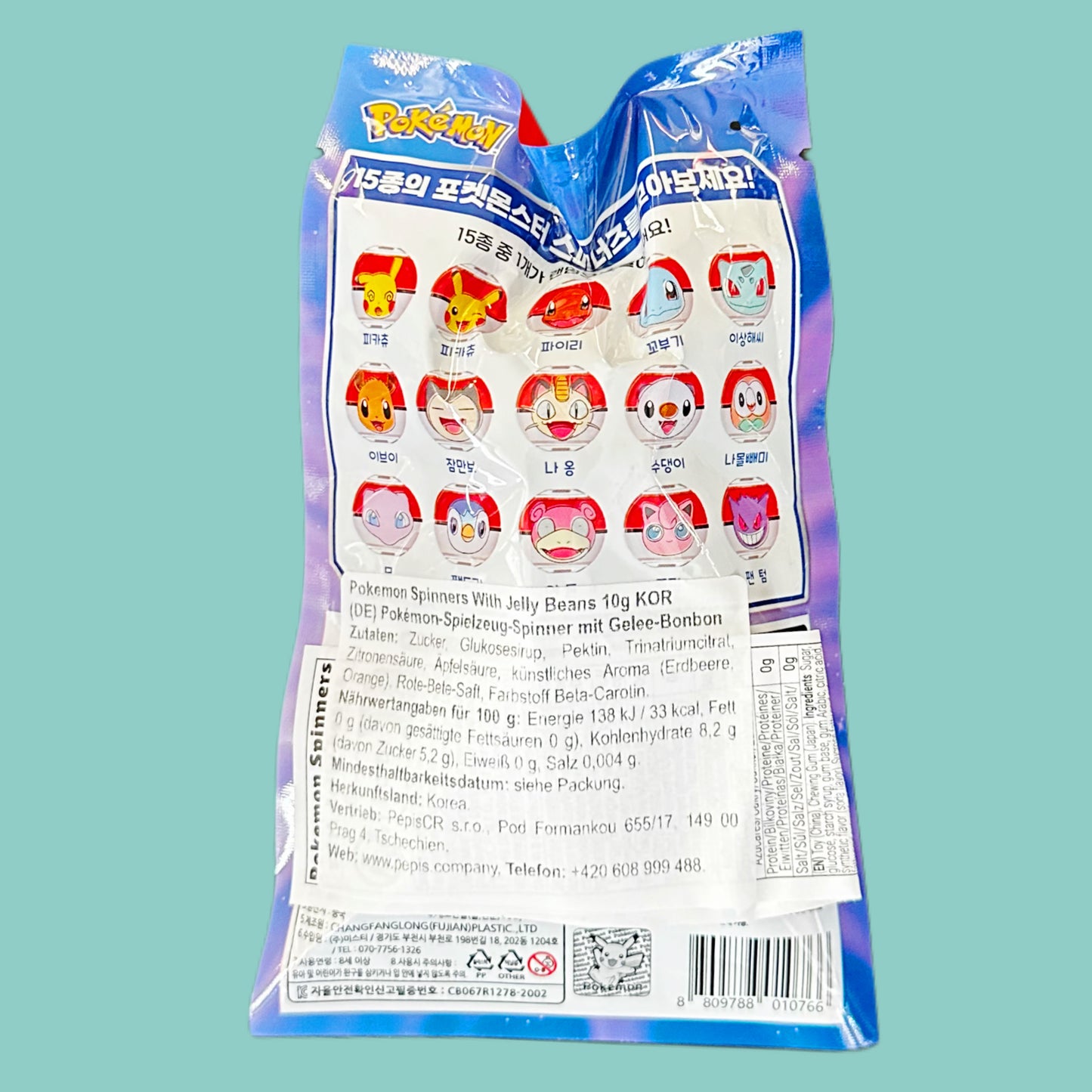 Pokemon Spielzeug Spinner mit Gelee-Bonbon 10g hinten