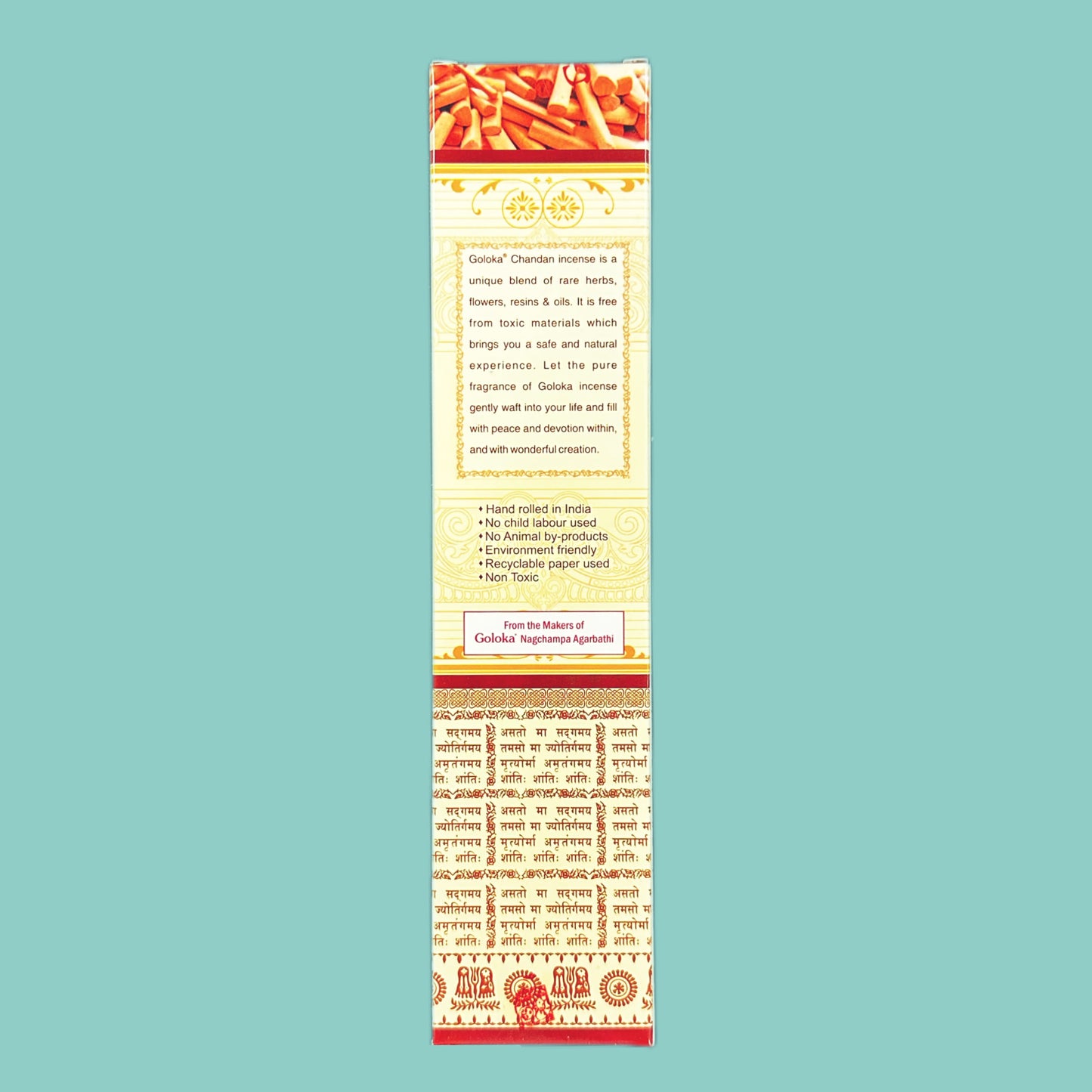 Goloka Räucherstäbchen Chandan hinten