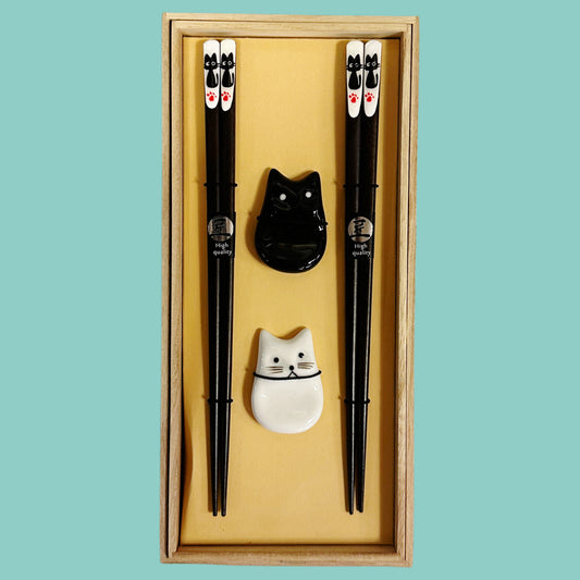 Jade Temple Essstäbchen mit Katzen Ableger (2 Paar)