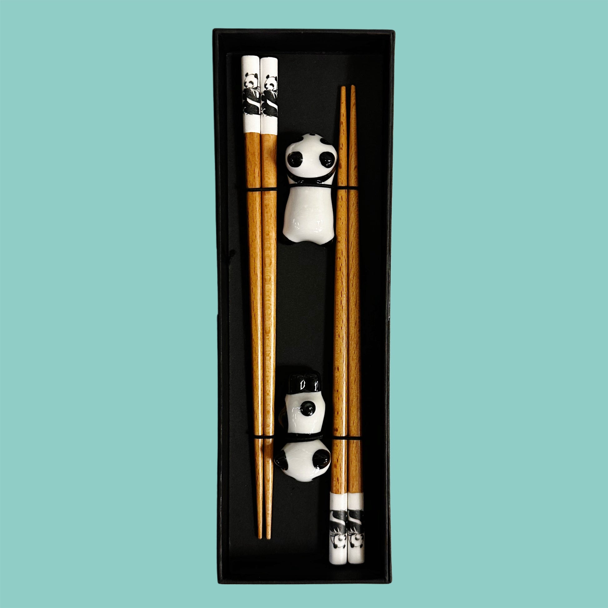 Jade Temple Essstäbchen mit Panda Ableger (2 Paar)