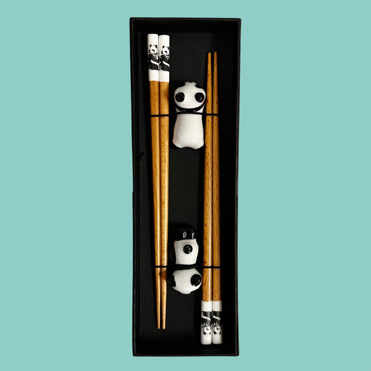 Jade Temple Essstäbchen mit Panda Ableger (2 Paar)