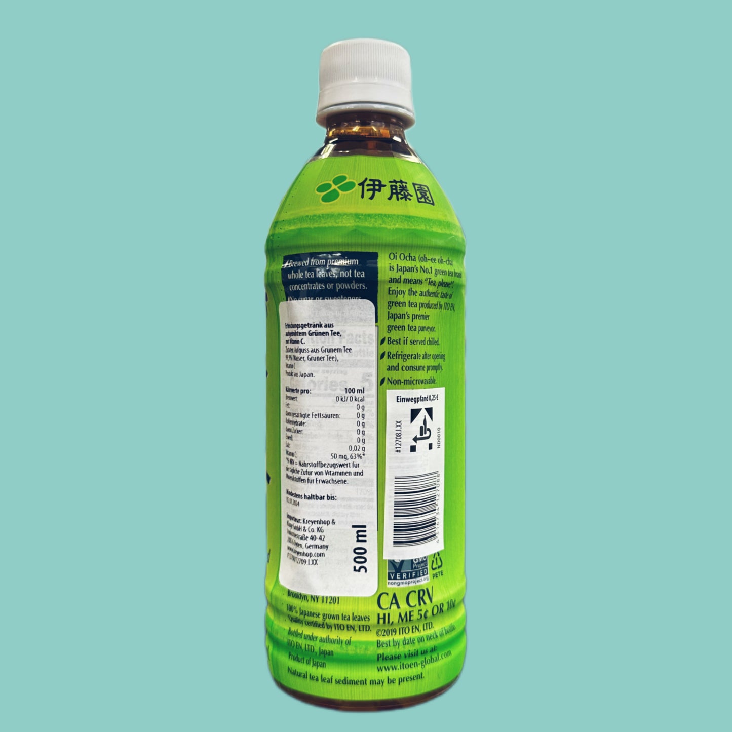 Ito En Oi Ocha ungesüßter grüner Tee 500ml hinten