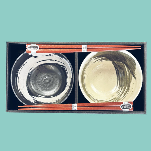 Japanisches Udon Set (2 Schüsseln 13cm⌀ & 2 Paar Stäbchen)