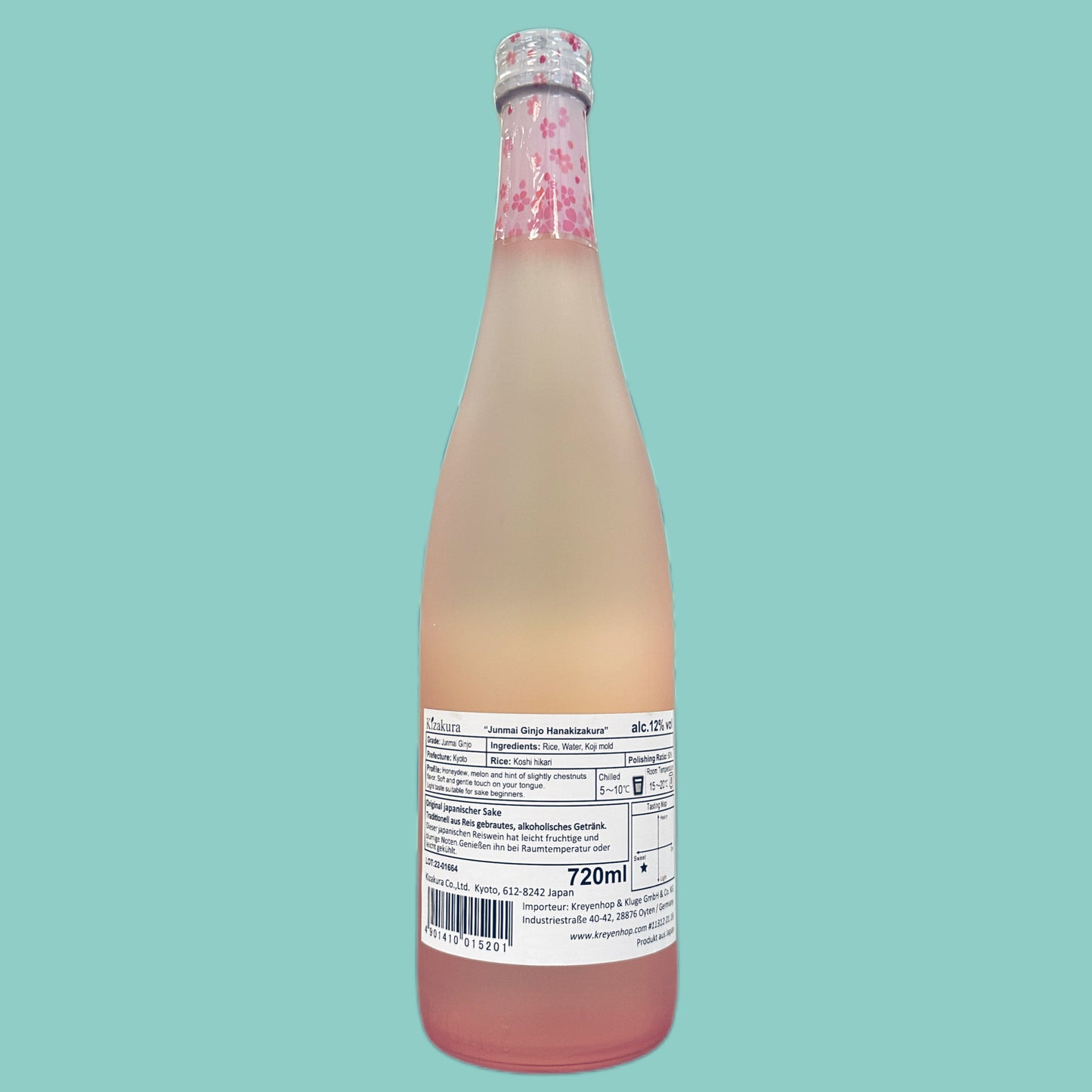 Kizakura Junmai Ginjo Sakura Sake 12% vol. 720ml hinten