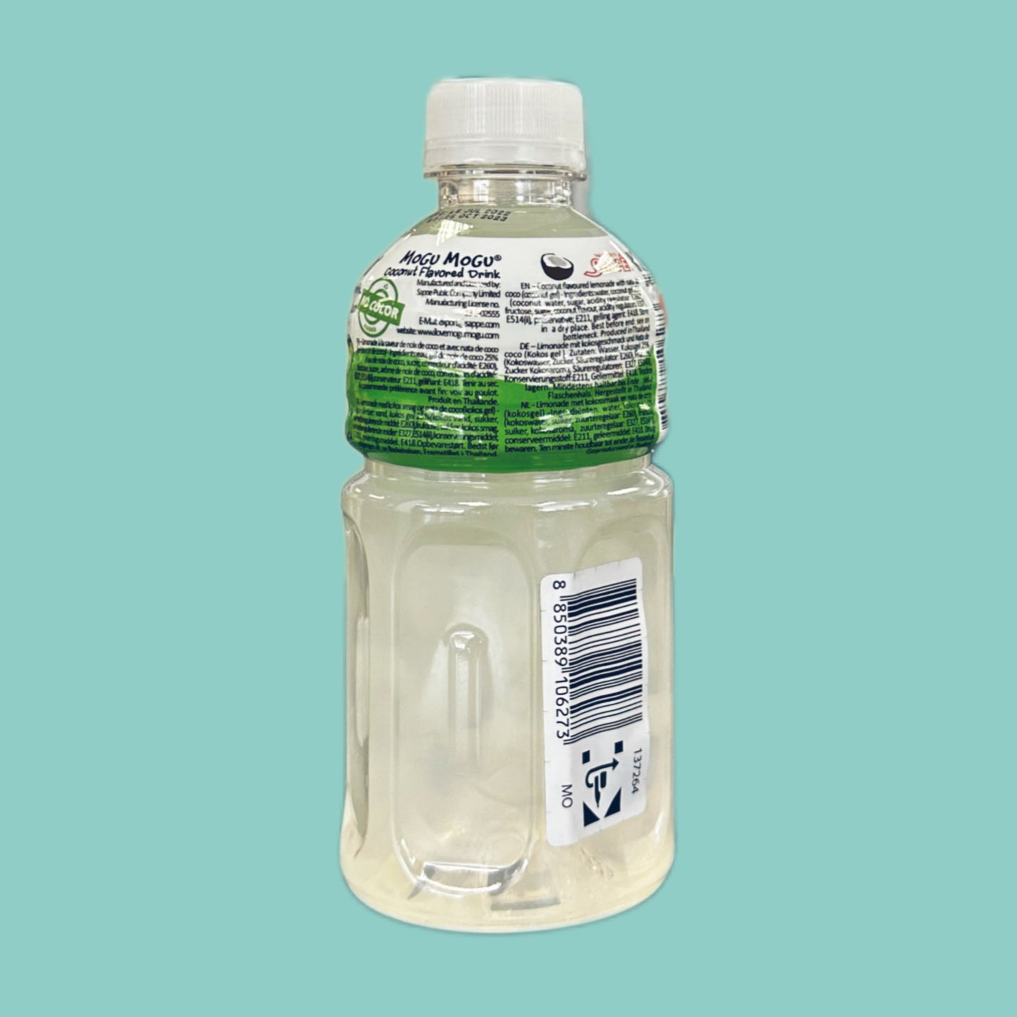 Mogu Mogu Kokosnuss Geschmack mit Nata de Coco Stückchen 320ml hinten