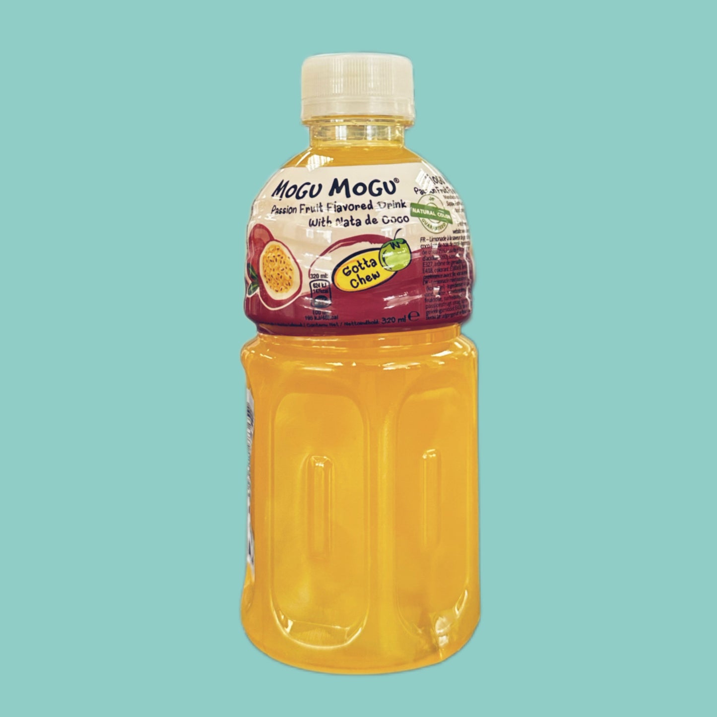 Mogu Mogu Passionsfrucht Geschmack mit Nata de Coco Stückchen 320ml