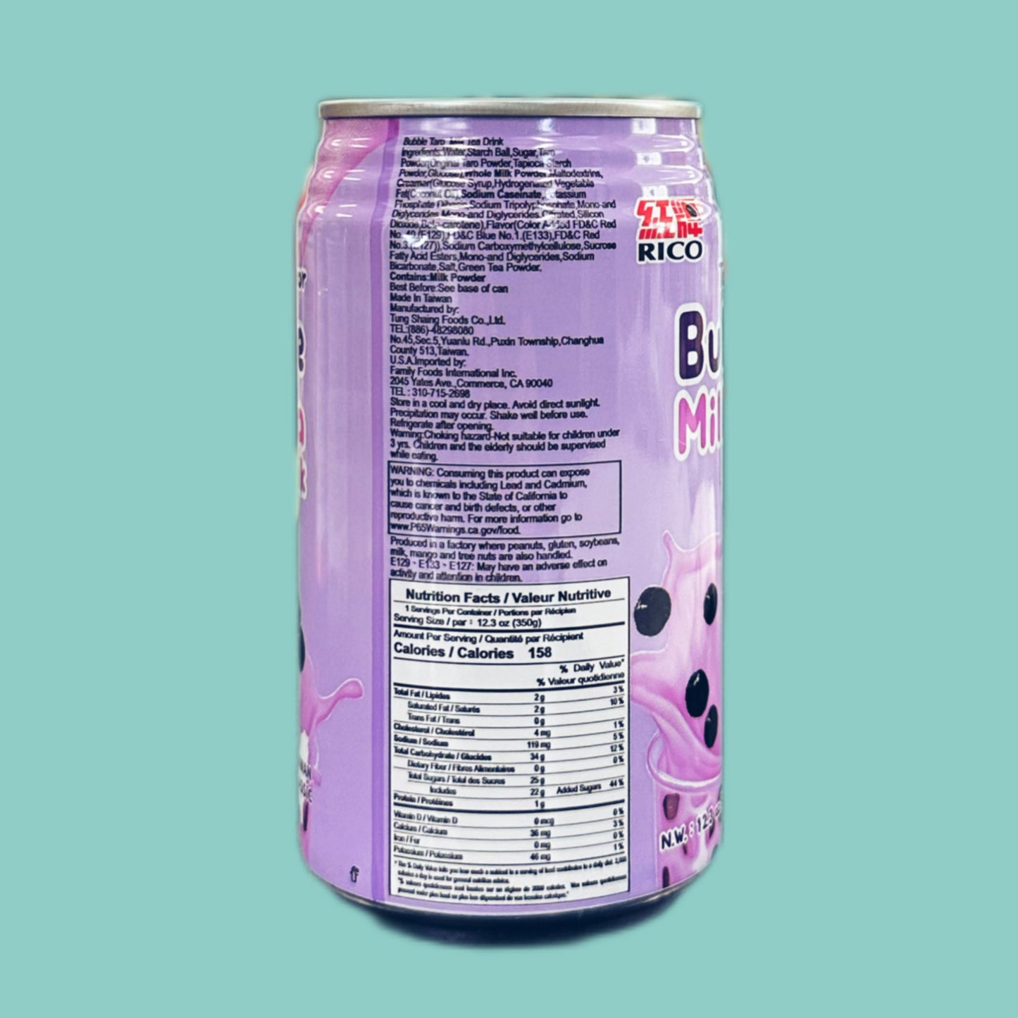 Rico Bubble Milchtee Drink Taro 350g hinten