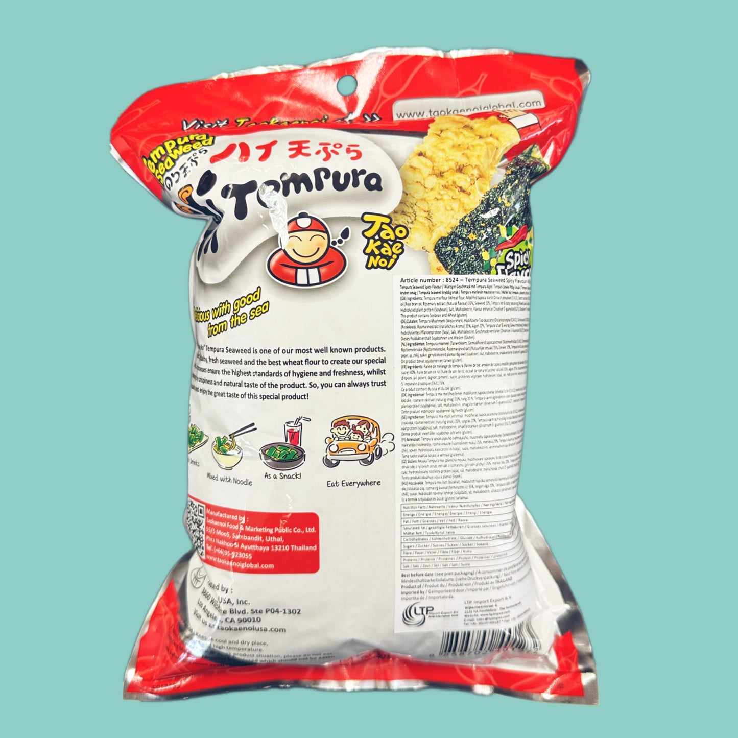 Tao Kae Noi Seetang Snack Hi Tempura scharf 40g hinten