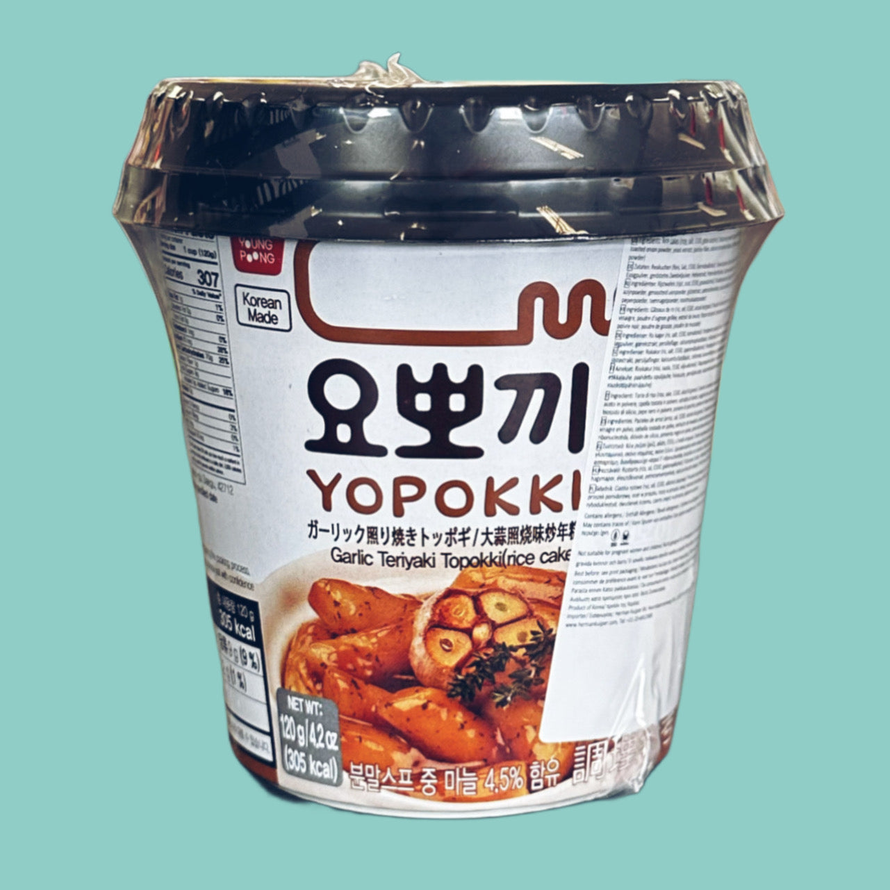 Young Poong Yopokki Instant Tteokbokki Cup Knoblauch Teriyaki 140g