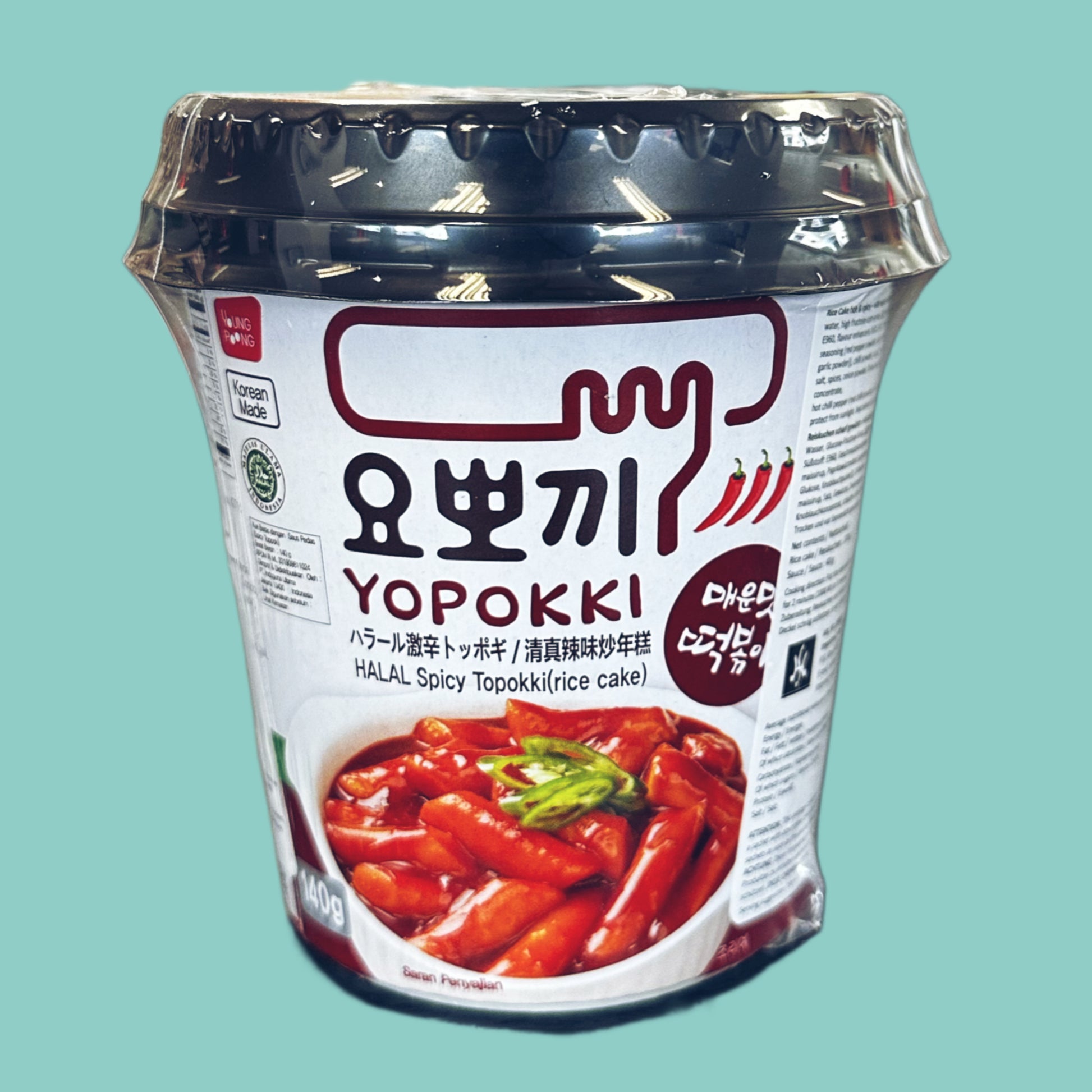 Young Poong Yopokki Instant Tteokbokki Cup Halal spicy 140g